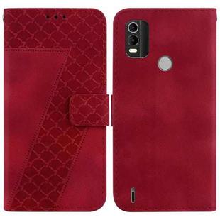 For Nokia C21 Plus 7-shaped Embossed Leather Phone Case(Red)