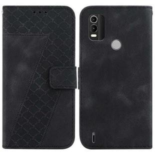 For Nokia C21 Plus 7-shaped Embossed Leather Phone Case(Black)