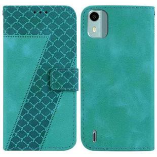 For Nokia C12 7-shaped Embossed Leather Phone Case(Green)