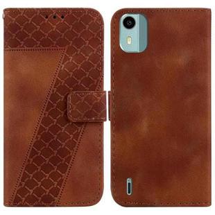 For Nokia C12 7-shaped Embossed Leather Phone Case(Brown)