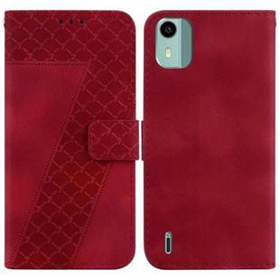 For Nokia C12 7-shaped Embossed Leather Phone Case(Red)