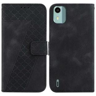 For Nokia C12 7-shaped Embossed Leather Phone Case(Black)