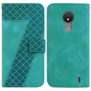 For Nokia C21 7-shaped Embossed Leather Phone Case(Green)