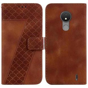 For Nokia C21 7-shaped Embossed Leather Phone Case(Brown)