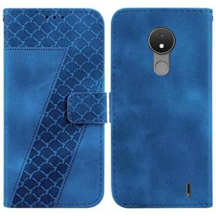 For Nokia C21 7-shaped Embossed Leather Phone Case(Blue)