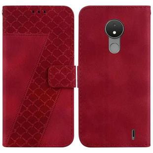 For Nokia C21 7-shaped Embossed Leather Phone Case(Red)