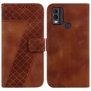 For Nokia C22 7-shaped Embossed Leather Phone Case(Brown)
