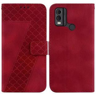 For Nokia C22 7-shaped Embossed Leather Phone Case(Red)