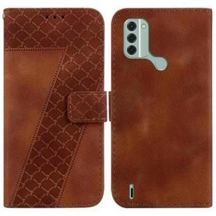 For Nokia C31 7-shaped Embossed Leather Phone Case(Brown)