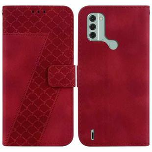 For Nokia C31 7-shaped Embossed Leather Phone Case(Red)