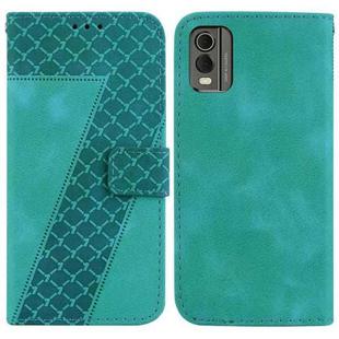 For Nokia C32 7-shaped Embossed Leather Phone Case(Green)