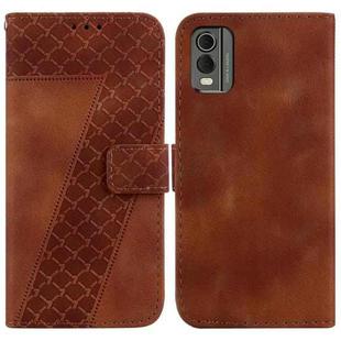 For Nokia C32 7-shaped Embossed Leather Phone Case(Brown)