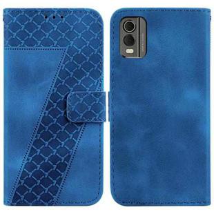 For Nokia C32 7-shaped Embossed Leather Phone Case(Blue)