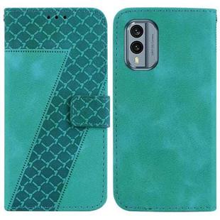 For Nokia X30 7-shaped Embossed Leather Phone Case(Green)