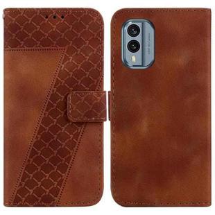 For Nokia X30 7-shaped Embossed Leather Phone Case(Brown)