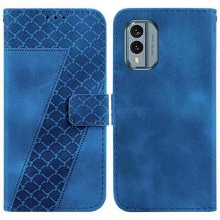 For Nokia X30 7-shaped Embossed Leather Phone Case(Blue)