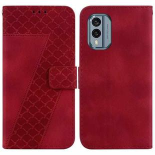 For Nokia X30 7-shaped Embossed Leather Phone Case(Red)