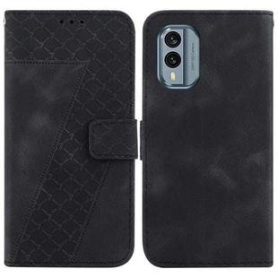 For Nokia X30 7-shaped Embossed Leather Phone Case(Black)