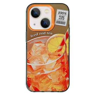 For iPhone 15 Orange TPU Hybrid PC Phone Case(Brown)