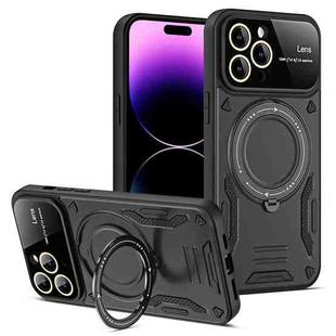For iPhone 14 Pro Large Window MagSafe Holder Phone Case(Black)
