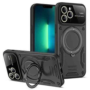 For iPhone 13 Pro Large Window MagSafe Holder Phone Case(Black)