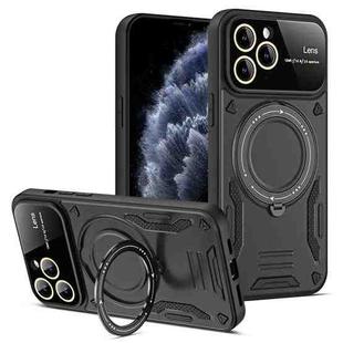 For iPhone 11 Pro Large Window MagSafe Holder Phone Case(Black)