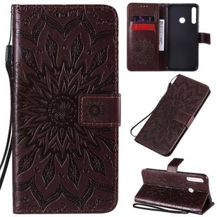 For Huawei P40 Lite E/Y7p/Honor 9C Embossed Sunflower Pattern Horizontal Flip PU Leather Case with Holder & Card Slots & Wallet & Lanyard(Brown)