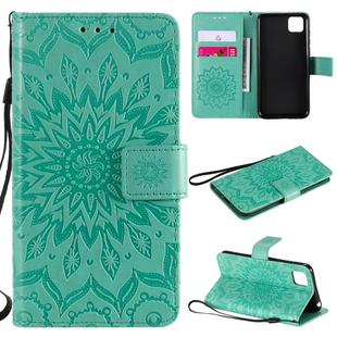 For Huawei Y5p/Honor 9S Embossed Sunflower Pattern Horizontal Flip PU Leather Case with Holder & Card Slots & Wallet & Lanyard(Green)