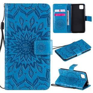 For Huawei Y5p/Honor 9S Embossed Sunflower Pattern Horizontal Flip PU Leather Case with Holder & Card Slots & Wallet & Lanyard(Blue)