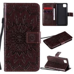 For Huawei Y5p/Honor 9S Embossed Sunflower Pattern Horizontal Flip PU Leather Case with Holder & Card Slots & Wallet & Lanyard(Brown)