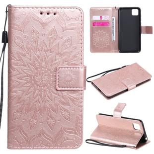 For Huawei Y5p/Honor 9S Embossed Sunflower Pattern Horizontal Flip PU Leather Case with Holder & Card Slots & Wallet & Lanyard(Rose Gold)