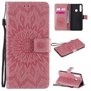 For Huawei Y6p Embossed Sunflower Pattern Horizontal Flip PU Leather Case with Holder & Card Slots & Wallet & Lanyard(Pink)