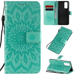 For Huawei Honor 30 Pro Embossed Sunflower Pattern Horizontal Flip PU Leather Case with Holder & Card Slots & Wallet & Lanyard(Green)