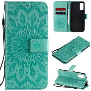 For Huawei Honor Play 4T Pro Embossed Sunflower Pattern Horizontal Flip PU Leather Case with Holder & Card Slots & Wallet & Lanyard(Green)