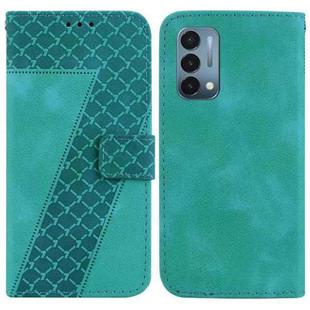 For OnePlus Nord N200 5G 7-shaped Embossed Leather Phone Case(Green)