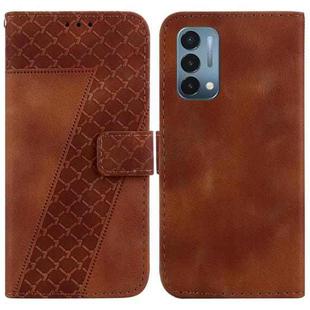 For OnePlus Nord N200 5G 7-shaped Embossed Leather Phone Case(Brown)