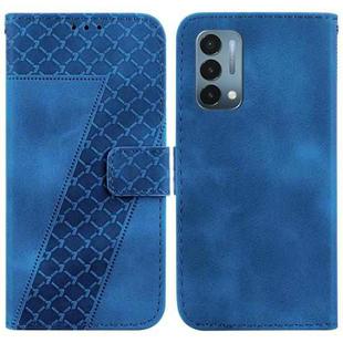 For OnePlus Nord N200 5G 7-shaped Embossed Leather Phone Case(Blue)