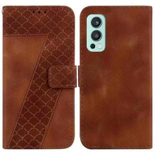 For OnePlus Nord 2 5G 7-shaped Embossed Leather Phone Case(Brown)