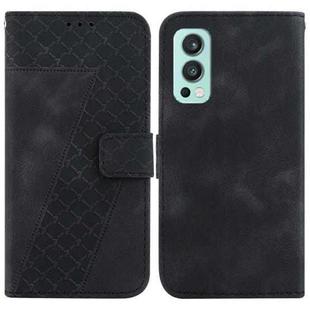 For OnePlus Nord 2 5G Seven-shaped Embossed Leather Phone Case(Black)