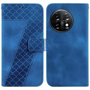 For OnePlus 11 Seven-shaped Embossed Leather Phone Case(Blue)