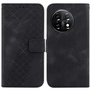 For OnePlus 11 7-shaped Embossed Leather Phone Case(Black)