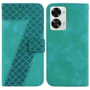 For OnePlus Nord 2T 7-shaped Embossed Leather Phone Case(Green)
