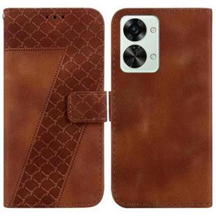 For OnePlus Nord 2T 7-shaped Embossed Leather Phone Case(Brown)
