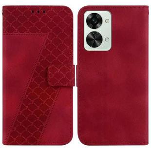 For OnePlus Nord 2T 7-shaped Embossed Leather Phone Case(Red)