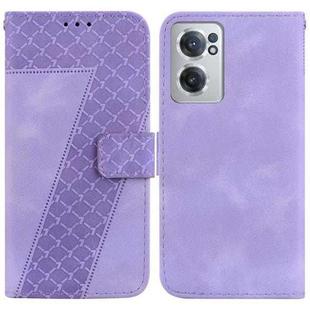 For OnePlus Nord CE 2 5G 7-shaped Embossed Leather Phone Case(Purple)