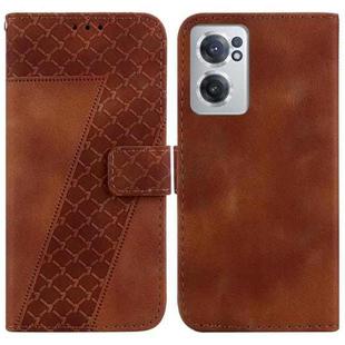 For OnePlus Nord CE 2 5G 7-shaped Embossed Leather Phone Case(Brown)