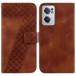 For OnePlus Nord CE 2 5G Seven-shaped Embossed Leather Phone Case(Brown)