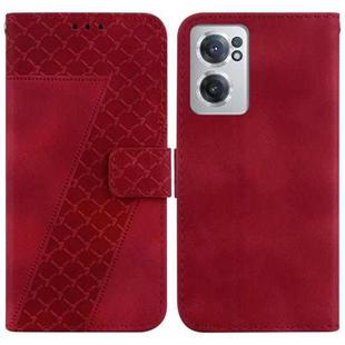 For OnePlus Nord CE 2 5G 7-shaped Embossed Leather Phone Case(Red)
