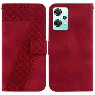 For OnePlus Nord CE 2 Lite 5G 7-shaped Embossed Leather Phone Case(Red)