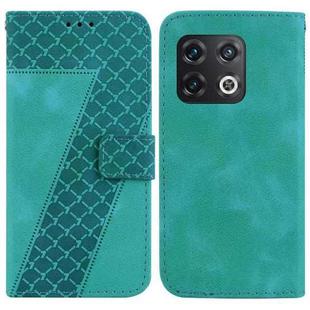 For OnePlus 10 Pro 5G 7-shaped Embossed Leather Phone Case(Green)